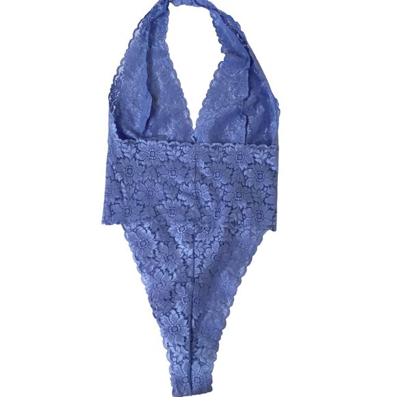VICTORIA’S SECRET Blue Lace Halter Teddy Women’s Bodysuit Lingerie M Retro Y2K - Picture 3 of 8
